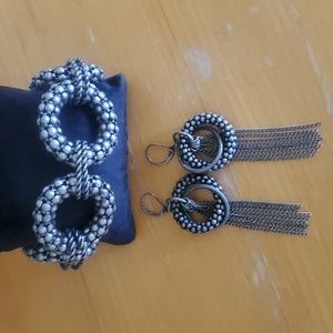 Silver bracelet & earring set